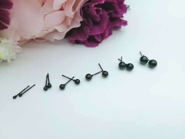 Kugel Edelstahl Ohrstecker schwarz